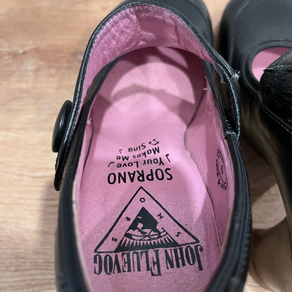John Fluevog Black Mary Jane Heels with Pink Lining - Picture 6 of 10